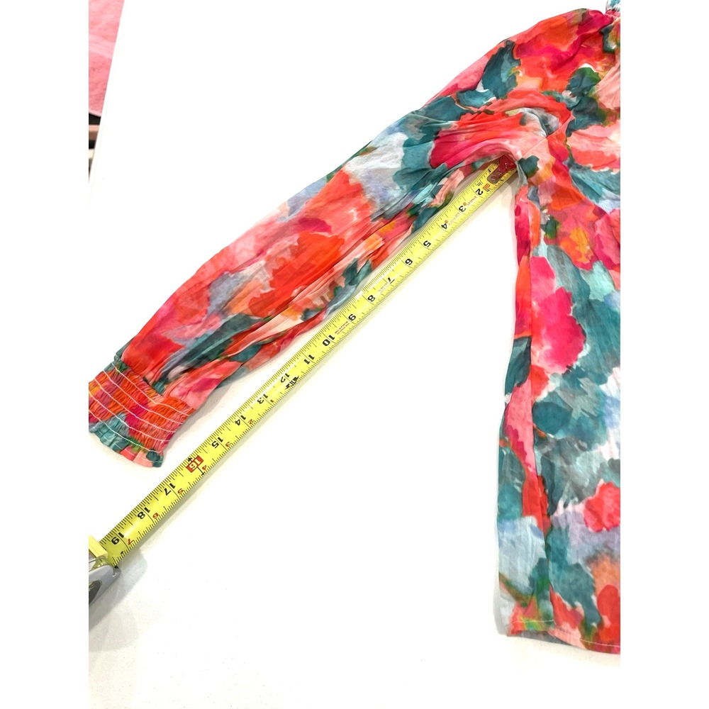 Soft‎ Surroundings Blouse Women's Small Multicolor Floral Long Sleeve Top Boho - Picture 11 of 11